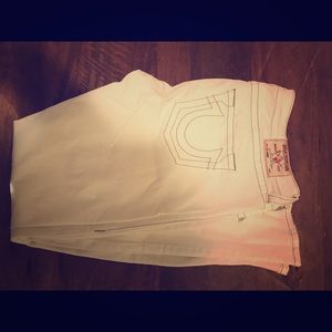 White True Religion Jeans with gray stitching